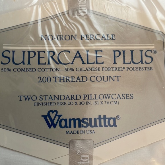 NEW Wamsutta two standard pillowcases. No iron percale. 50% cotton-50%polyester. - Picture 5 of 8
